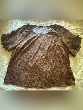 SHEIN Brown Leopard Print Short Sleeve Blouse